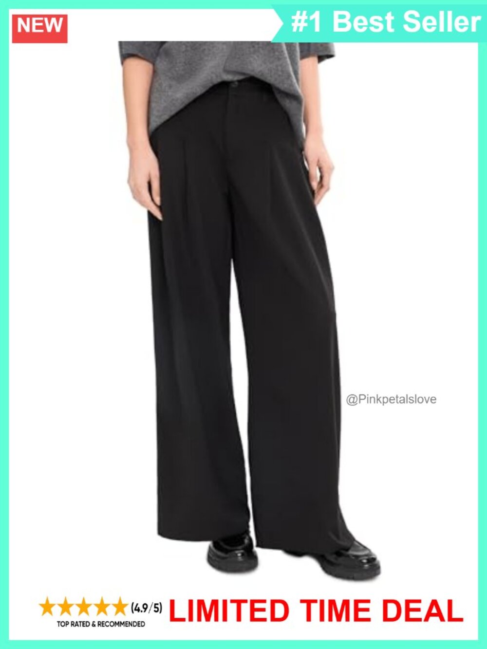 High-Rise Pleated Wide Leg Trousers 30" Inseam Tailored Work